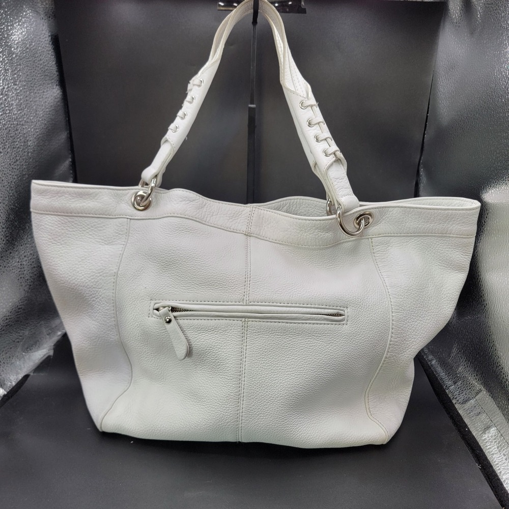 Donald J Pliner Large White Pebble Leather Slouch Hobo Shoulder Bag Lined